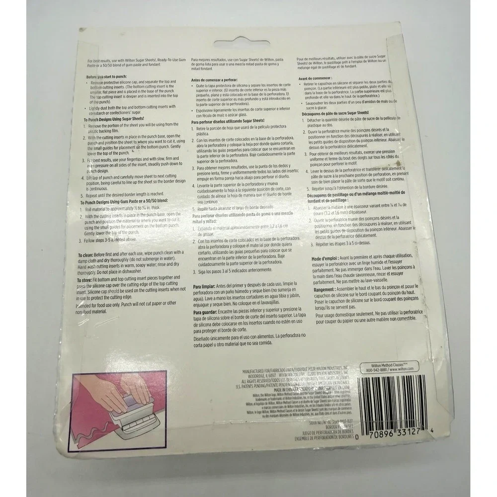 Wilton Sugar Sheets Border Punch Set Scallop Insert Purple Cake Stencil